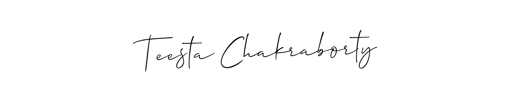 Use a signature maker to create a handwritten signature online. With this signature software, you can design (Allison_Script) your own signature for name Teesta Chakraborty. Teesta Chakraborty signature style 2 images and pictures png