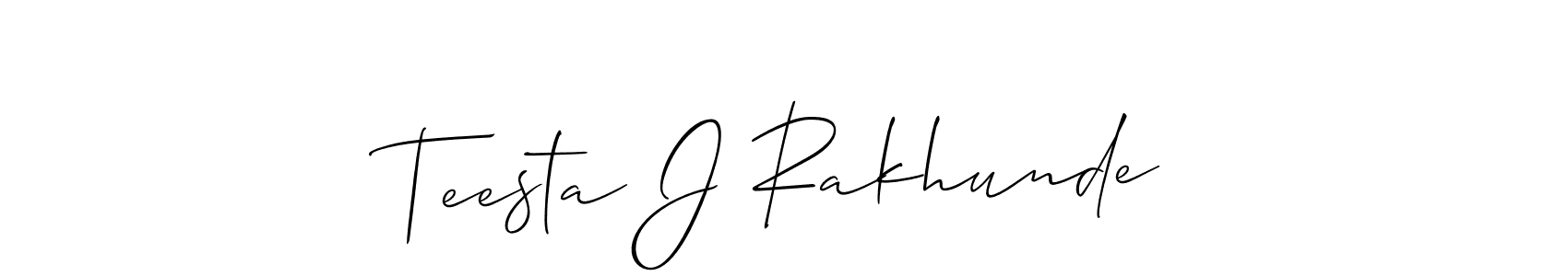 Here are the top 10 professional signature styles for the name Teesta J Rakhunde. These are the best autograph styles you can use for your name. Teesta J Rakhunde signature style 2 images and pictures png