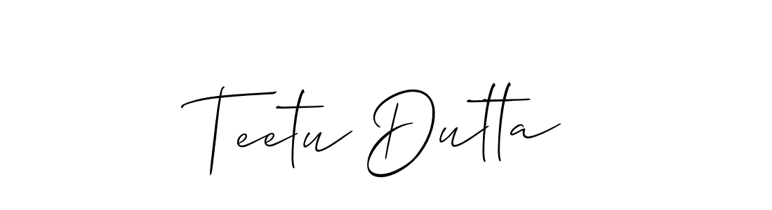 How to make Teetu Dutta signature? Allison_Script is a professional autograph style. Create handwritten signature for Teetu Dutta name. Teetu Dutta signature style 2 images and pictures png