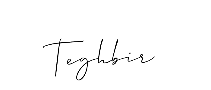 Make a beautiful signature design for name Teghbir. With this signature (Allison_Script) style, you can create a handwritten signature for free. Teghbir signature style 2 images and pictures png