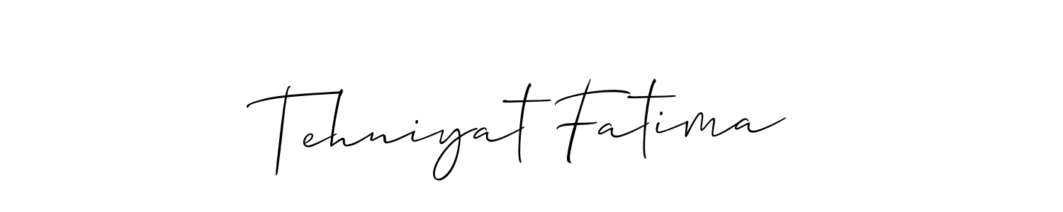 How to make Tehniyat Fatima name signature. Use Allison_Script style for creating short signs online. This is the latest handwritten sign. Tehniyat Fatima signature style 2 images and pictures png