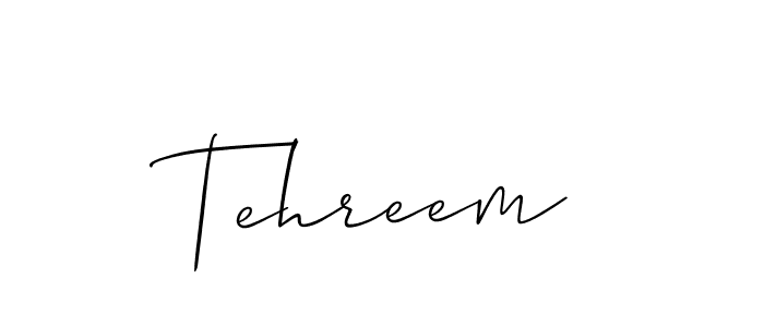Also we have Tehreem name is the best signature style. Create professional handwritten signature collection using Allison_Script autograph style. Tehreem signature style 2 images and pictures png