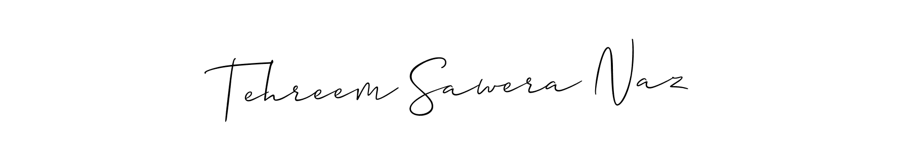 Allison_Script is a professional signature style that is perfect for those who want to add a touch of class to their signature. It is also a great choice for those who want to make their signature more unique. Get Tehreem Sawera Naz name to fancy signature for free. Tehreem Sawera Naz signature style 2 images and pictures png