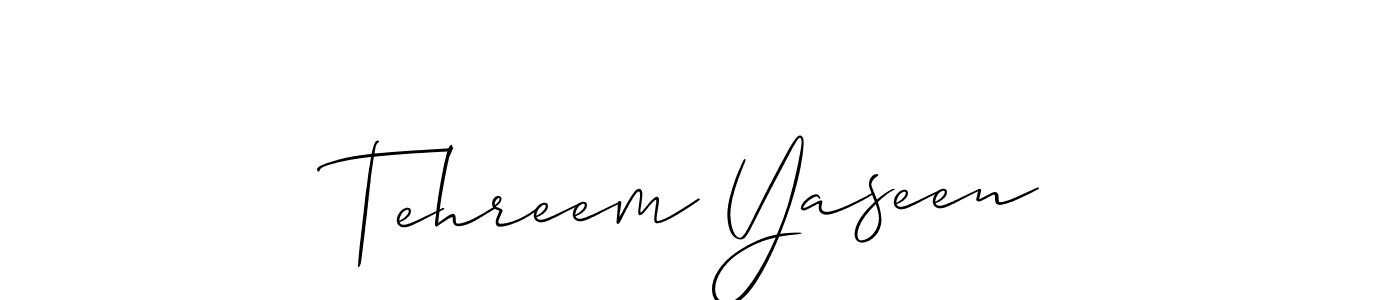 Allison_Script is a professional signature style that is perfect for those who want to add a touch of class to their signature. It is also a great choice for those who want to make their signature more unique. Get Tehreem Yaseen name to fancy signature for free. Tehreem Yaseen signature style 2 images and pictures png