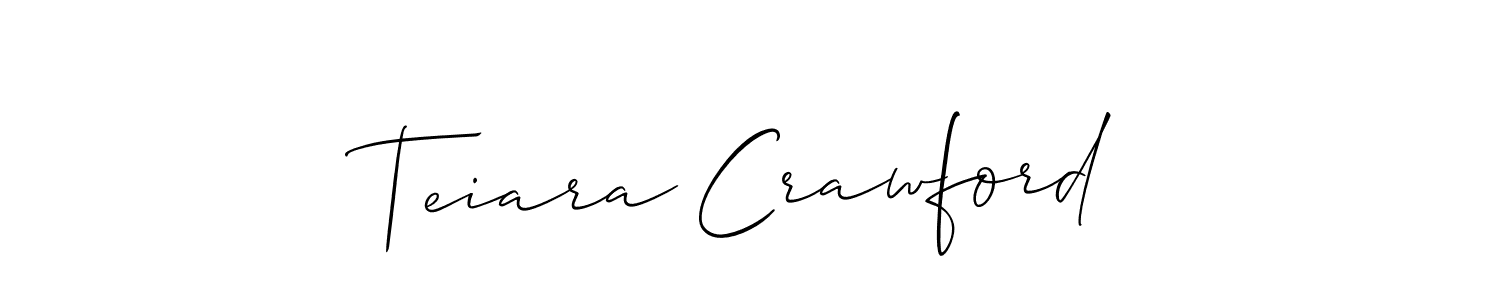 The best way (Allison_Script) to make a short signature is to pick only two or three words in your name. The name Teiara Crawford include a total of six letters. For converting this name. Teiara Crawford signature style 2 images and pictures png