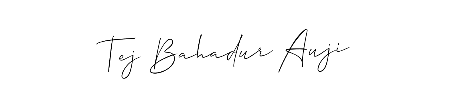 You should practise on your own different ways (Allison_Script) to write your name (Tej Bahadur Auji) in signature. don't let someone else do it for you. Tej Bahadur Auji signature style 2 images and pictures png