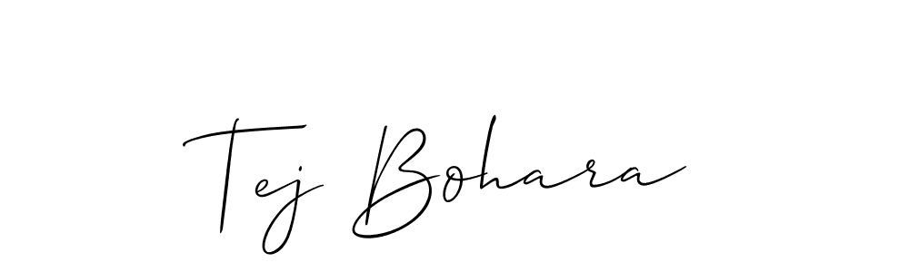 Allison_Script is a professional signature style that is perfect for those who want to add a touch of class to their signature. It is also a great choice for those who want to make their signature more unique. Get Tej Bohara name to fancy signature for free. Tej Bohara signature style 2 images and pictures png