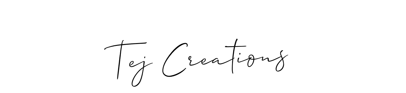 Allison_Script is a professional signature style that is perfect for those who want to add a touch of class to their signature. It is also a great choice for those who want to make their signature more unique. Get Tej Creations name to fancy signature for free. Tej Creations signature style 2 images and pictures png