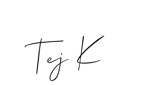 Also You can easily find your signature by using the search form. We will create Tej K name handwritten signature images for you free of cost using Allison_Script sign style. Tej K signature style 2 images and pictures png