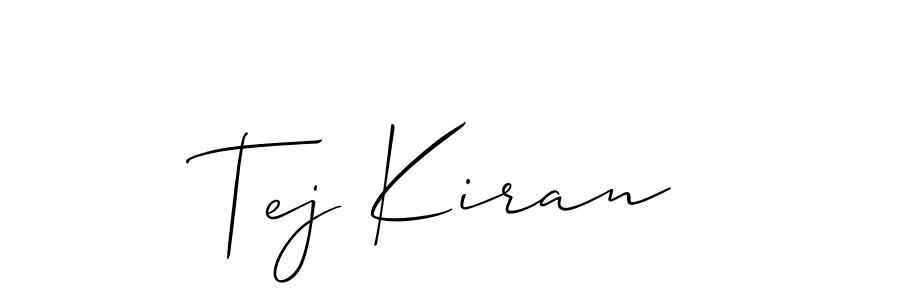 The best way (Allison_Script) to make a short signature is to pick only two or three words in your name. The name Tej Kiran include a total of six letters. For converting this name. Tej Kiran signature style 2 images and pictures png