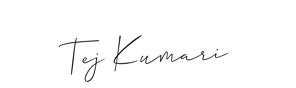 The best way (Allison_Script) to make a short signature is to pick only two or three words in your name. The name Tej Kumari include a total of six letters. For converting this name. Tej Kumari signature style 2 images and pictures png