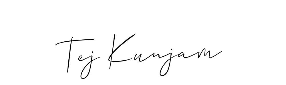 Allison_Script is a professional signature style that is perfect for those who want to add a touch of class to their signature. It is also a great choice for those who want to make their signature more unique. Get Tej Kunjam name to fancy signature for free. Tej Kunjam signature style 2 images and pictures png