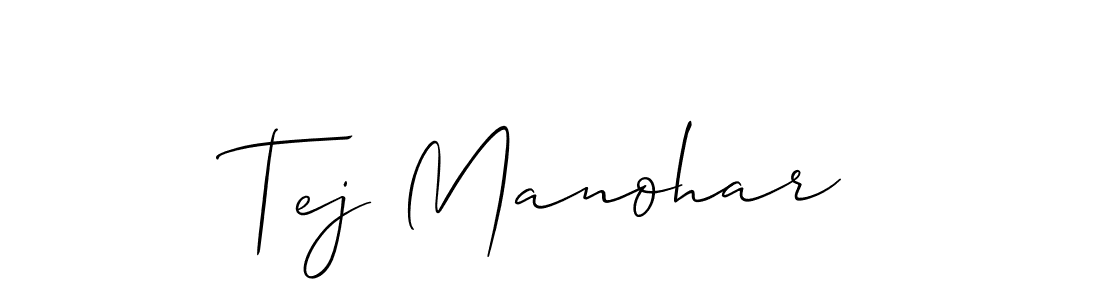 How to make Tej Manohar name signature. Use Allison_Script style for creating short signs online. This is the latest handwritten sign. Tej Manohar signature style 2 images and pictures png