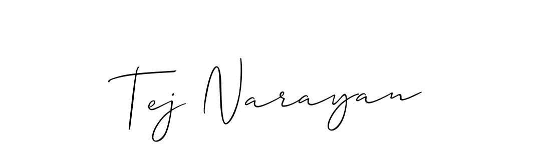 How to make Tej Narayan name signature. Use Allison_Script style for creating short signs online. This is the latest handwritten sign. Tej Narayan signature style 2 images and pictures png