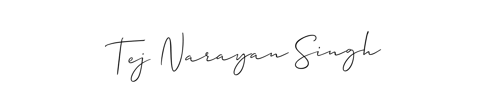 Similarly Allison_Script is the best handwritten signature design. Signature creator online .You can use it as an online autograph creator for name Tej Narayan Singh. Tej Narayan Singh signature style 2 images and pictures png