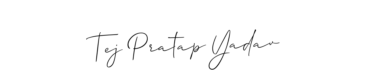 Also we have Tej Pratap Yadav name is the best signature style. Create professional handwritten signature collection using Allison_Script autograph style. Tej Pratap Yadav signature style 2 images and pictures png