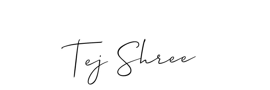 The best way (Allison_Script) to make a short signature is to pick only two or three words in your name. The name Tej Shree include a total of six letters. For converting this name. Tej Shree signature style 2 images and pictures png