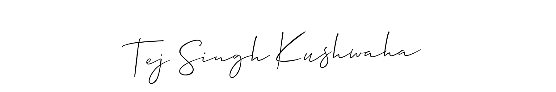 This is the best signature style for the Tej Singh Kushwaha name. Also you like these signature font (Allison_Script). Mix name signature. Tej Singh Kushwaha signature style 2 images and pictures png