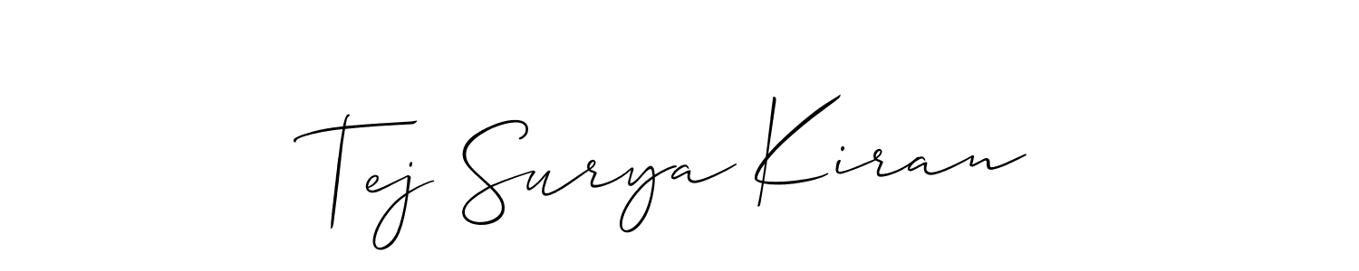 Similarly Allison_Script is the best handwritten signature design. Signature creator online .You can use it as an online autograph creator for name Tej Surya Kiran. Tej Surya Kiran signature style 2 images and pictures png