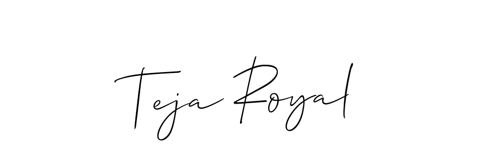 Create a beautiful signature design for name Teja Royal. With this signature (Allison_Script) fonts, you can make a handwritten signature for free. Teja Royal signature style 2 images and pictures png