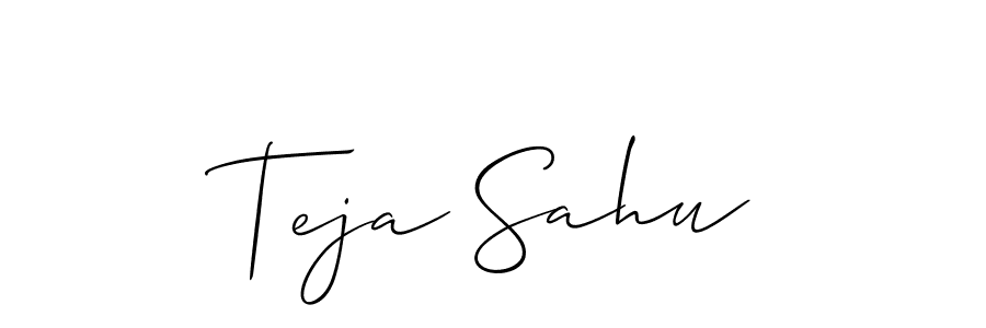 if you are searching for the best signature style for your name Teja Sahu. so please give up your signature search. here we have designed multiple signature styles  using Allison_Script. Teja Sahu signature style 2 images and pictures png