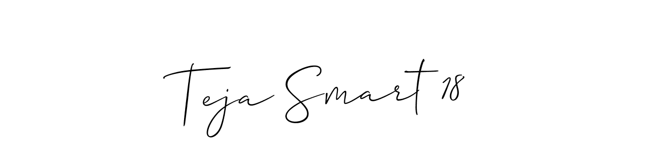 The best way (Allison_Script) to make a short signature is to pick only two or three words in your name. The name Teja Smart 18 include a total of six letters. For converting this name. Teja Smart 18 signature style 2 images and pictures png