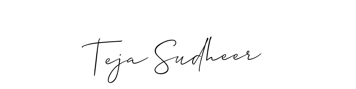 How to Draw Teja Sudheer signature style? Allison_Script is a latest design signature styles for name Teja Sudheer. Teja Sudheer signature style 2 images and pictures png