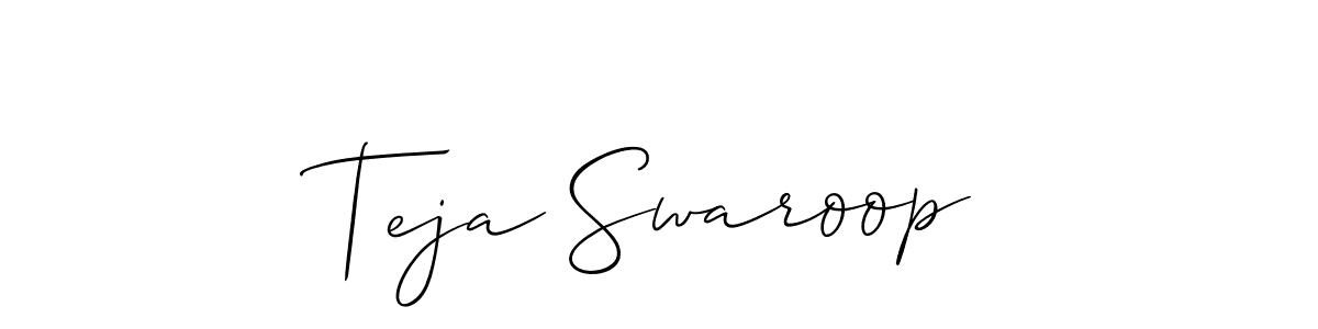 if you are searching for the best signature style for your name Teja Swaroop. so please give up your signature search. here we have designed multiple signature styles  using Allison_Script. Teja Swaroop signature style 2 images and pictures png