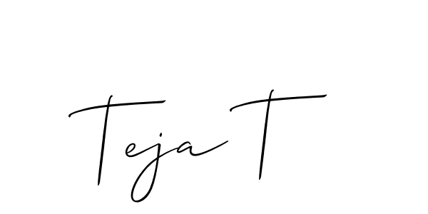 How to make Teja T name signature. Use Allison_Script style for creating short signs online. This is the latest handwritten sign. Teja T signature style 2 images and pictures png