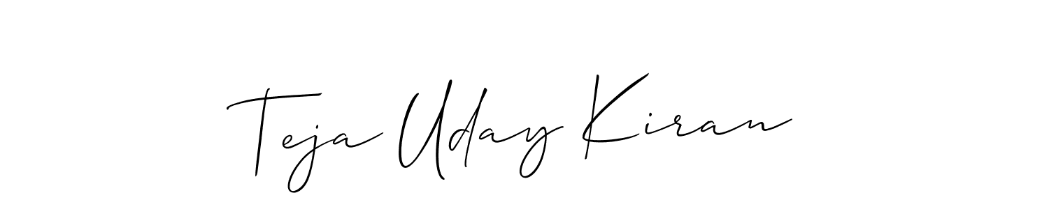 Make a beautiful signature design for name Teja Uday Kiran. With this signature (Allison_Script) style, you can create a handwritten signature for free. Teja Uday Kiran signature style 2 images and pictures png