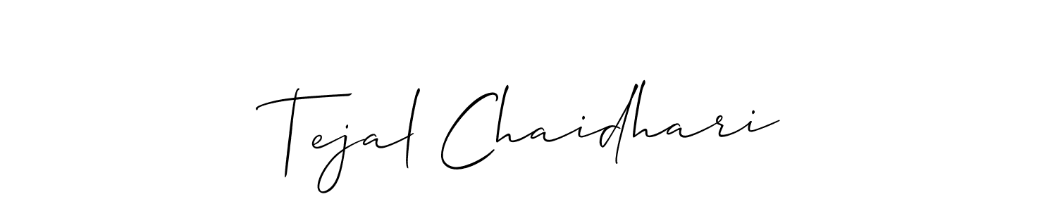if you are searching for the best signature style for your name Tejal Chaidhari. so please give up your signature search. here we have designed multiple signature styles  using Allison_Script. Tejal Chaidhari signature style 2 images and pictures png