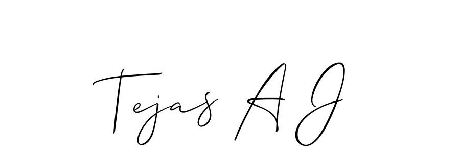 if you are searching for the best signature style for your name Tejas A J. so please give up your signature search. here we have designed multiple signature styles  using Allison_Script. Tejas A J signature style 2 images and pictures png