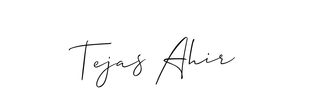 if you are searching for the best signature style for your name Tejas Ahir. so please give up your signature search. here we have designed multiple signature styles  using Allison_Script. Tejas Ahir signature style 2 images and pictures png