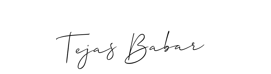 Allison_Script is a professional signature style that is perfect for those who want to add a touch of class to their signature. It is also a great choice for those who want to make their signature more unique. Get Tejas Babar name to fancy signature for free. Tejas Babar signature style 2 images and pictures png