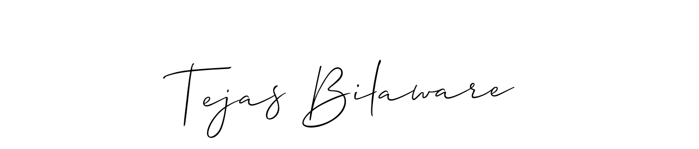 How to make Tejas Bilaware signature? Allison_Script is a professional autograph style. Create handwritten signature for Tejas Bilaware name. Tejas Bilaware signature style 2 images and pictures png