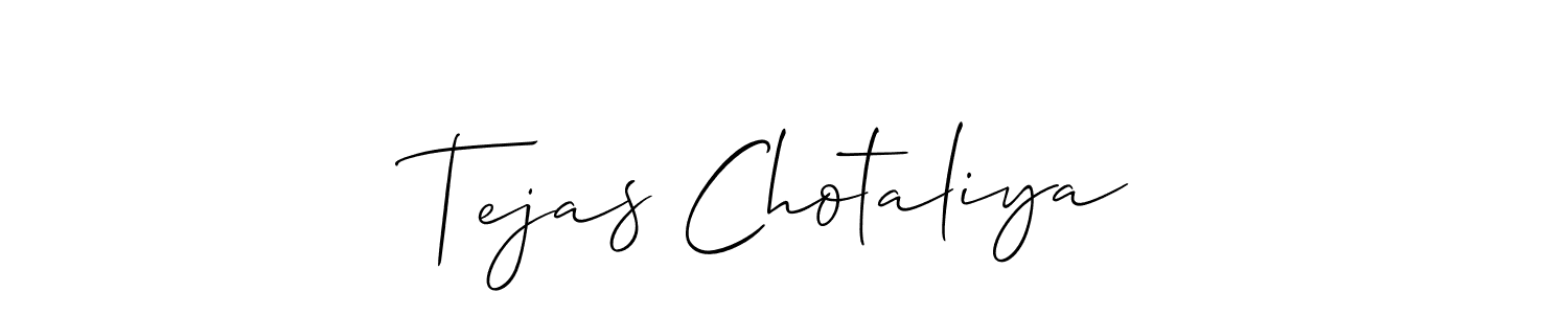 Create a beautiful signature design for name Tejas Chotaliya. With this signature (Allison_Script) fonts, you can make a handwritten signature for free. Tejas Chotaliya signature style 2 images and pictures png