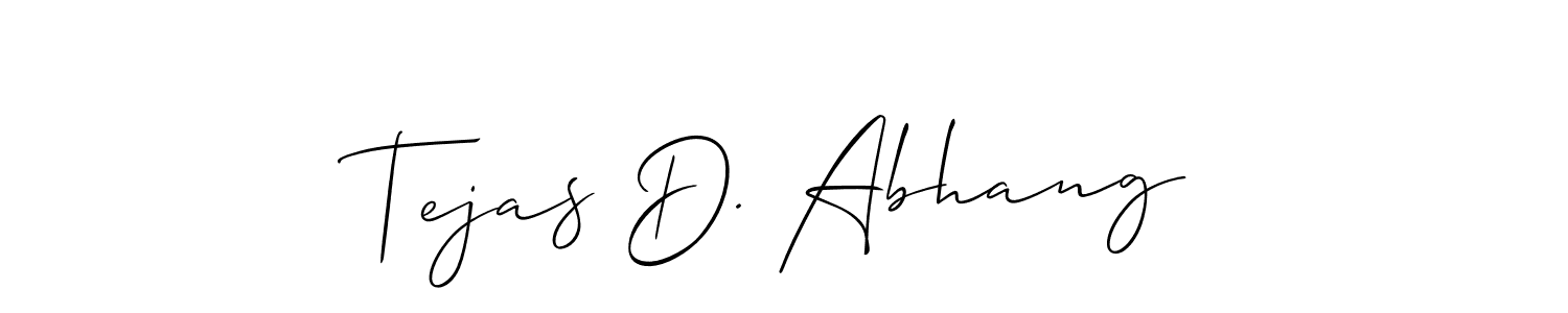 The best way (Allison_Script) to make a short signature is to pick only two or three words in your name. The name Tejas D. Abhang include a total of six letters. For converting this name. Tejas D. Abhang signature style 2 images and pictures png