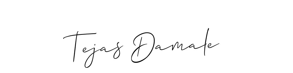 Create a beautiful signature design for name Tejas Damale. With this signature (Allison_Script) fonts, you can make a handwritten signature for free. Tejas Damale signature style 2 images and pictures png