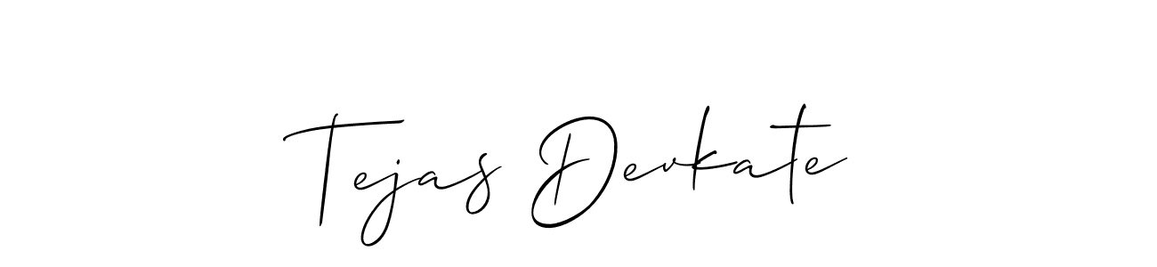 Allison_Script is a professional signature style that is perfect for those who want to add a touch of class to their signature. It is also a great choice for those who want to make their signature more unique. Get Tejas Devkate name to fancy signature for free. Tejas Devkate signature style 2 images and pictures png
