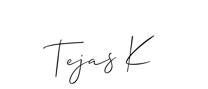 Similarly Allison_Script is the best handwritten signature design. Signature creator online .You can use it as an online autograph creator for name Tejas K. Tejas K signature style 2 images and pictures png