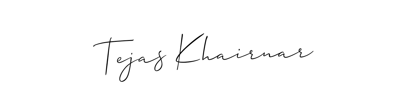 How to make Tejas Khairnar name signature. Use Allison_Script style for creating short signs online. This is the latest handwritten sign. Tejas Khairnar signature style 2 images and pictures png