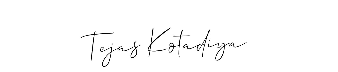 Make a short Tejas Kotadiya signature style. Manage your documents anywhere anytime using Allison_Script. Create and add eSignatures, submit forms, share and send files easily. Tejas Kotadiya signature style 2 images and pictures png