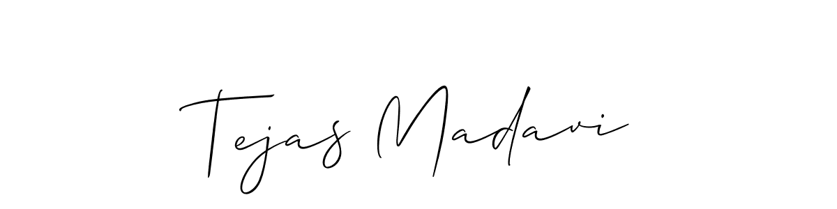 Make a beautiful signature design for name Tejas Madavi. With this signature (Allison_Script) style, you can create a handwritten signature for free. Tejas Madavi signature style 2 images and pictures png