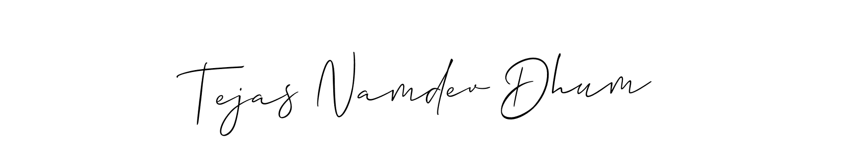 Allison_Script is a professional signature style that is perfect for those who want to add a touch of class to their signature. It is also a great choice for those who want to make their signature more unique. Get Tejas Namdev Dhum name to fancy signature for free. Tejas Namdev Dhum signature style 2 images and pictures png