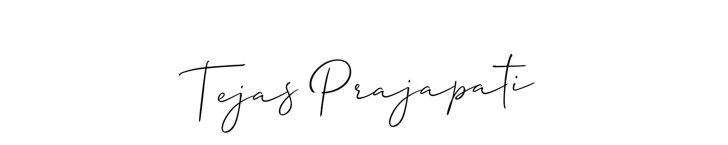 Also we have Tejas Prajapati name is the best signature style. Create professional handwritten signature collection using Allison_Script autograph style. Tejas Prajapati signature style 2 images and pictures png