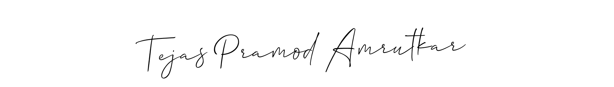 How to make Tejas Pramod Amrutkar name signature. Use Allison_Script style for creating short signs online. This is the latest handwritten sign. Tejas Pramod Amrutkar signature style 2 images and pictures png