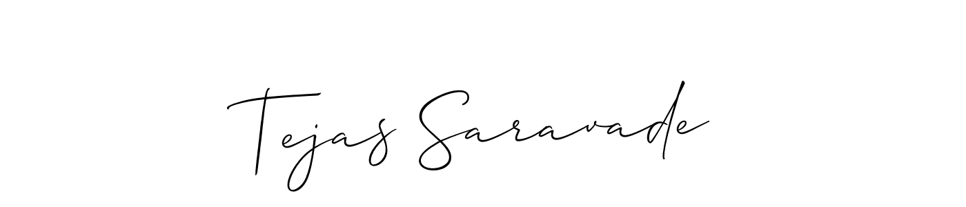 Allison_Script is a professional signature style that is perfect for those who want to add a touch of class to their signature. It is also a great choice for those who want to make their signature more unique. Get Tejas Saravade name to fancy signature for free. Tejas Saravade signature style 2 images and pictures png
