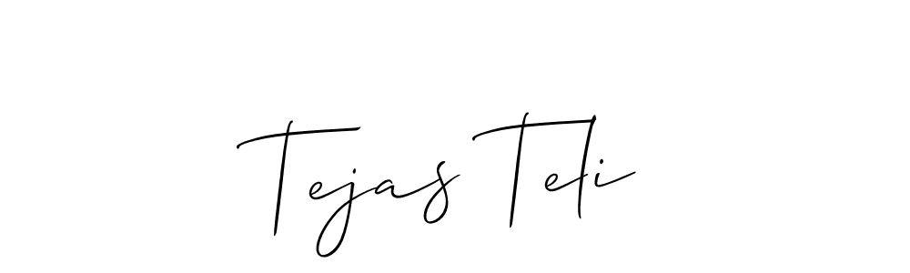 Also You can easily find your signature by using the search form. We will create Tejas Teli name handwritten signature images for you free of cost using Allison_Script sign style. Tejas Teli signature style 2 images and pictures png