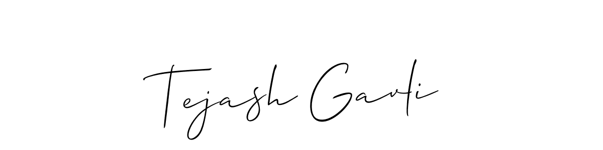 The best way (Allison_Script) to make a short signature is to pick only two or three words in your name. The name Tejash Gavli include a total of six letters. For converting this name. Tejash Gavli signature style 2 images and pictures png