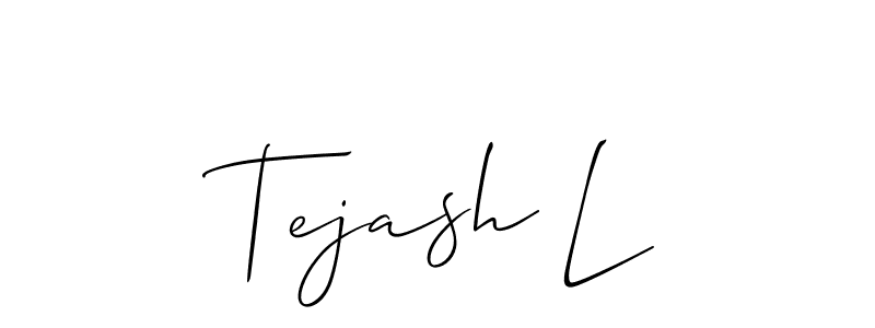 Create a beautiful signature design for name Tejash L. With this signature (Allison_Script) fonts, you can make a handwritten signature for free. Tejash L signature style 2 images and pictures png